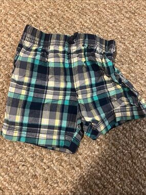 Carter's Plaid Pull-On Shorts in Navy, Teal, Yellow